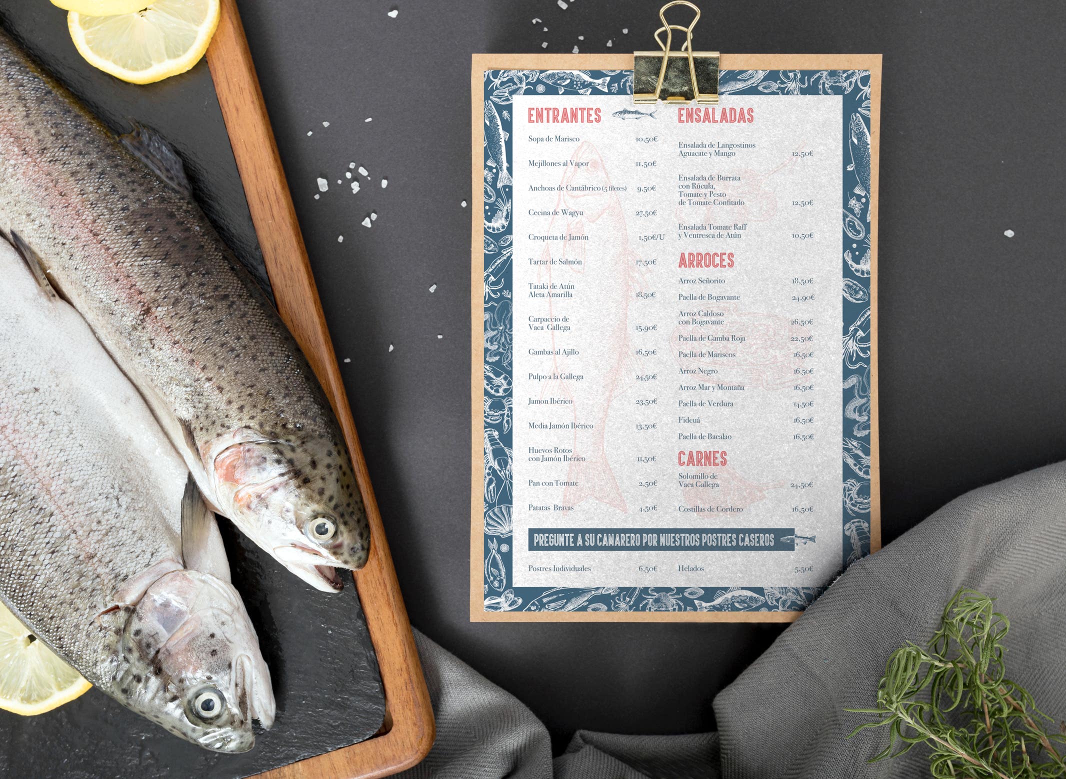 Xavi Moya Diseño gráfico de carta para restaurante